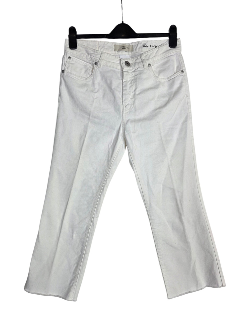 Weekend Max Mara Mid-rise White Cropped Flare Ankle Jeans raw hem